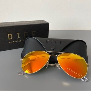Diff Cruz Aviator Sunglasses - orange mirror lens